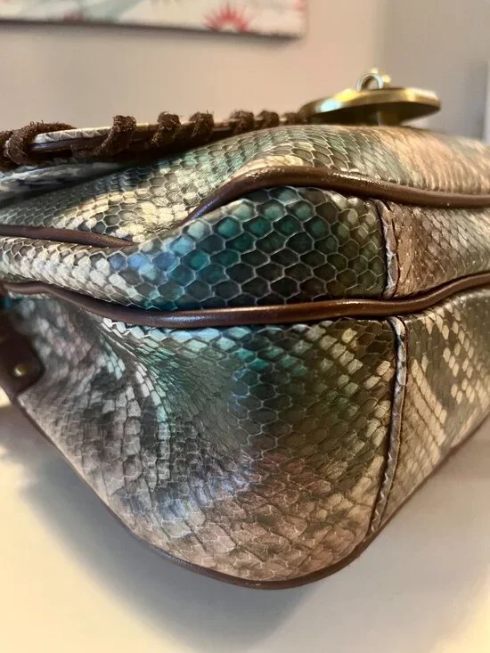 RAFE New York Snakeskin Embossed Leather Whipstitch Crossbody Bag - Picture 8 of 16